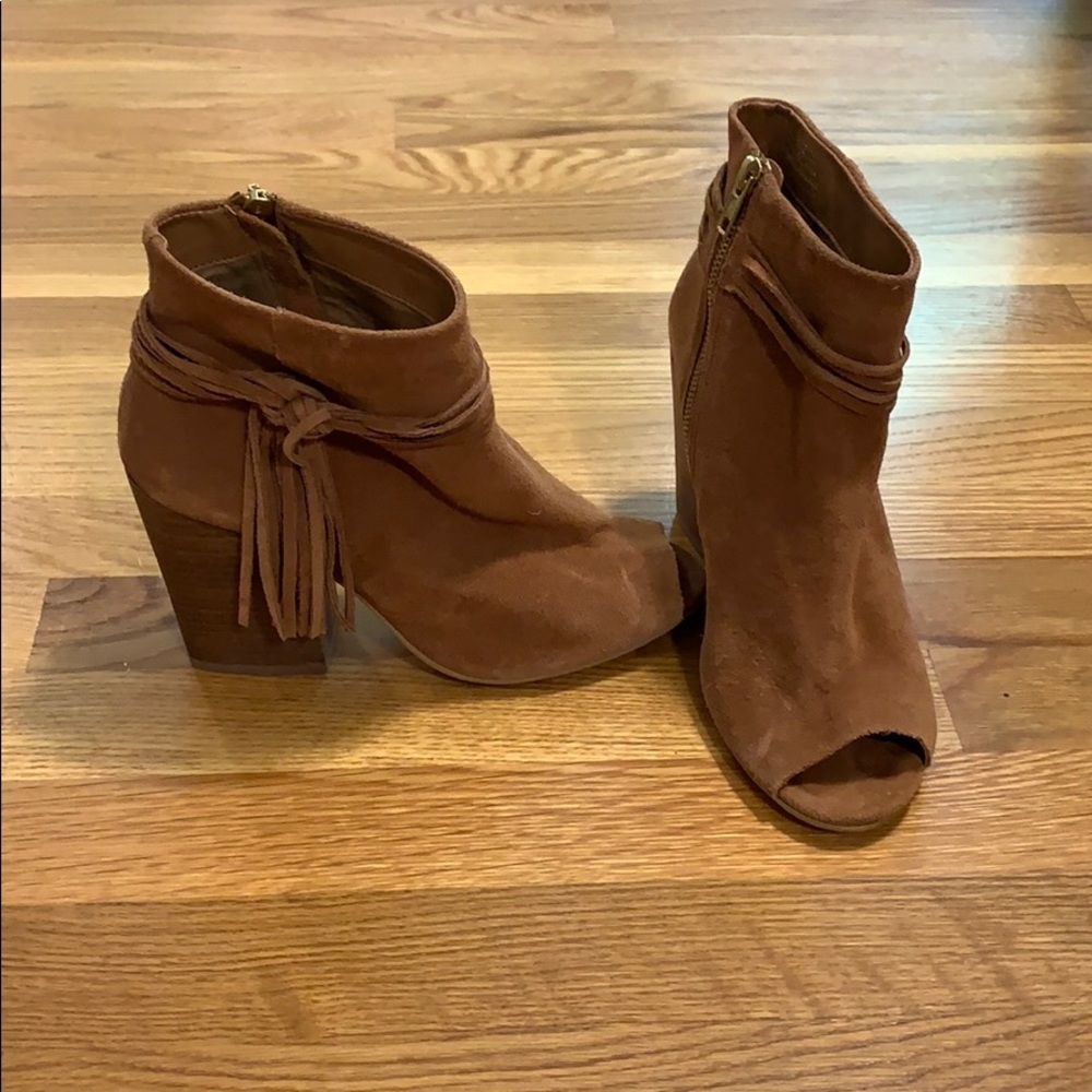 Steve Madden Open-toe Fringe Leather Booties